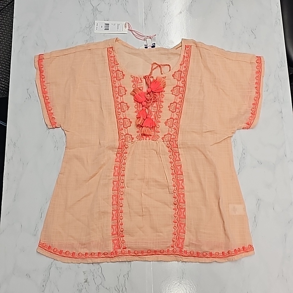 Vineyard Vines Split Neck Tassel Top Pink XSmall